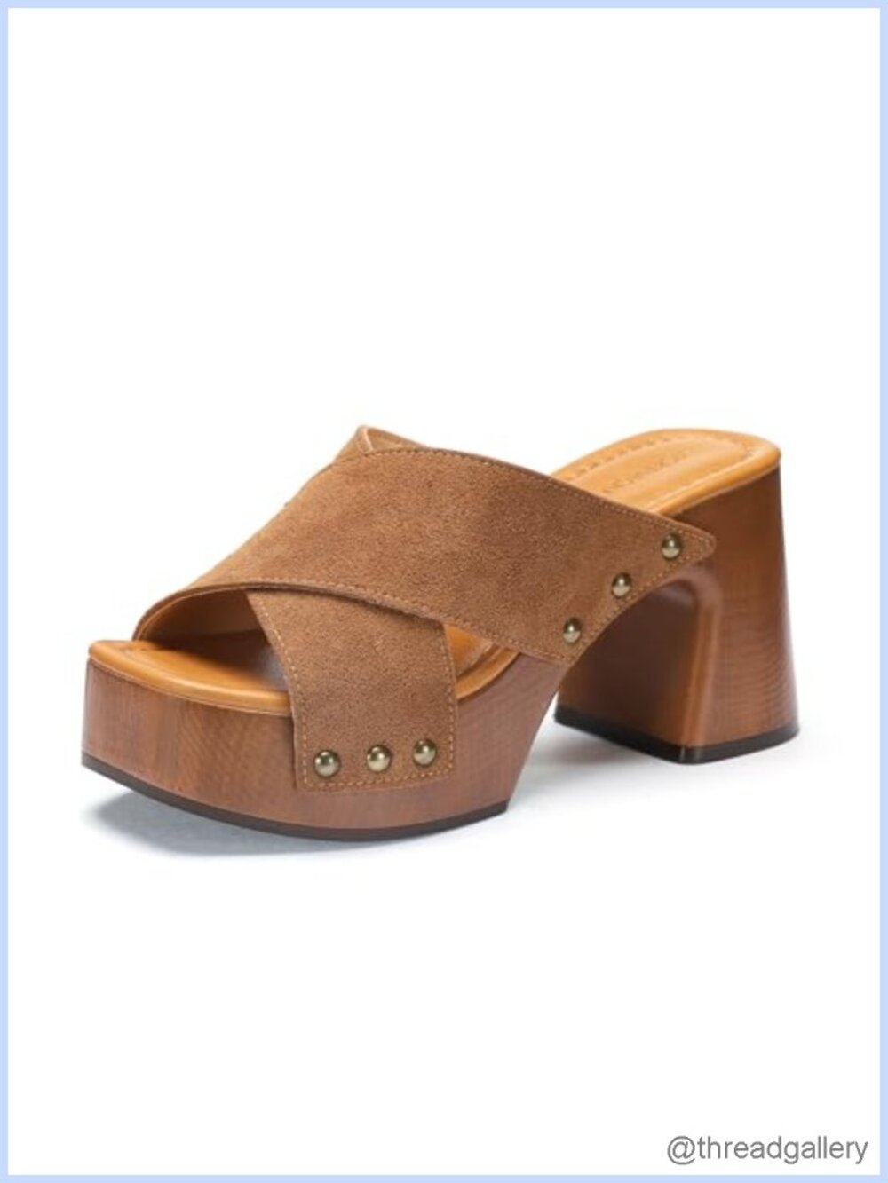 Womens Platform Chunky Sandals Square Open Toe Studded Slip On Heeled